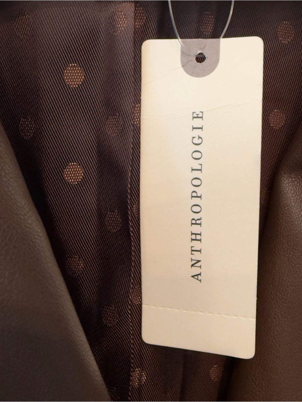 NWT Anthropologie Faux Leather Crochet Stitch Blazer Brown XXS - Picture 10 of 16